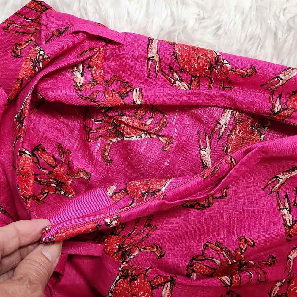 J Crew Womens Tie-waist Linen Pants in Ratti King Crab Print 12 - Picture 9 of 16